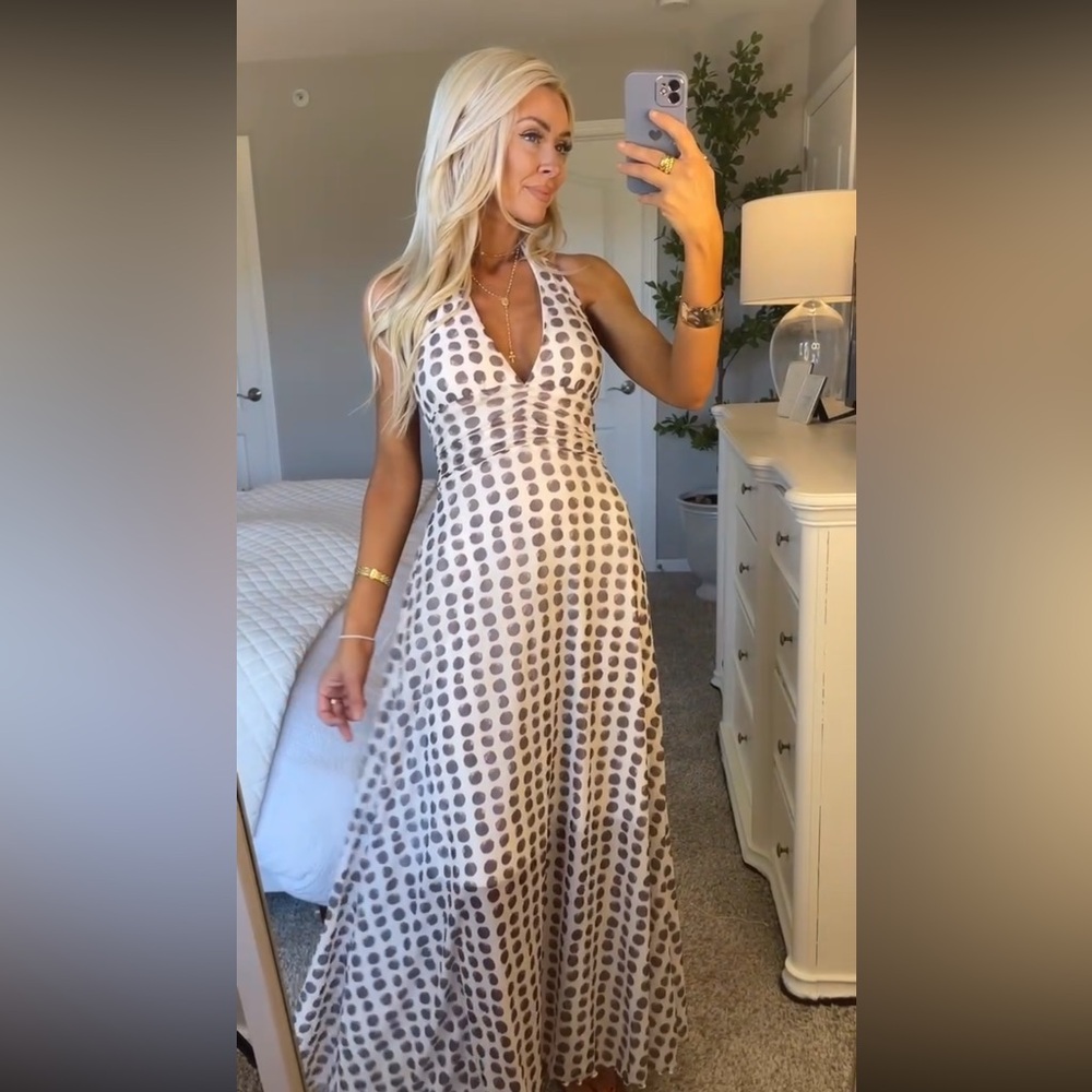Polka Dot Halter Maxi Dress